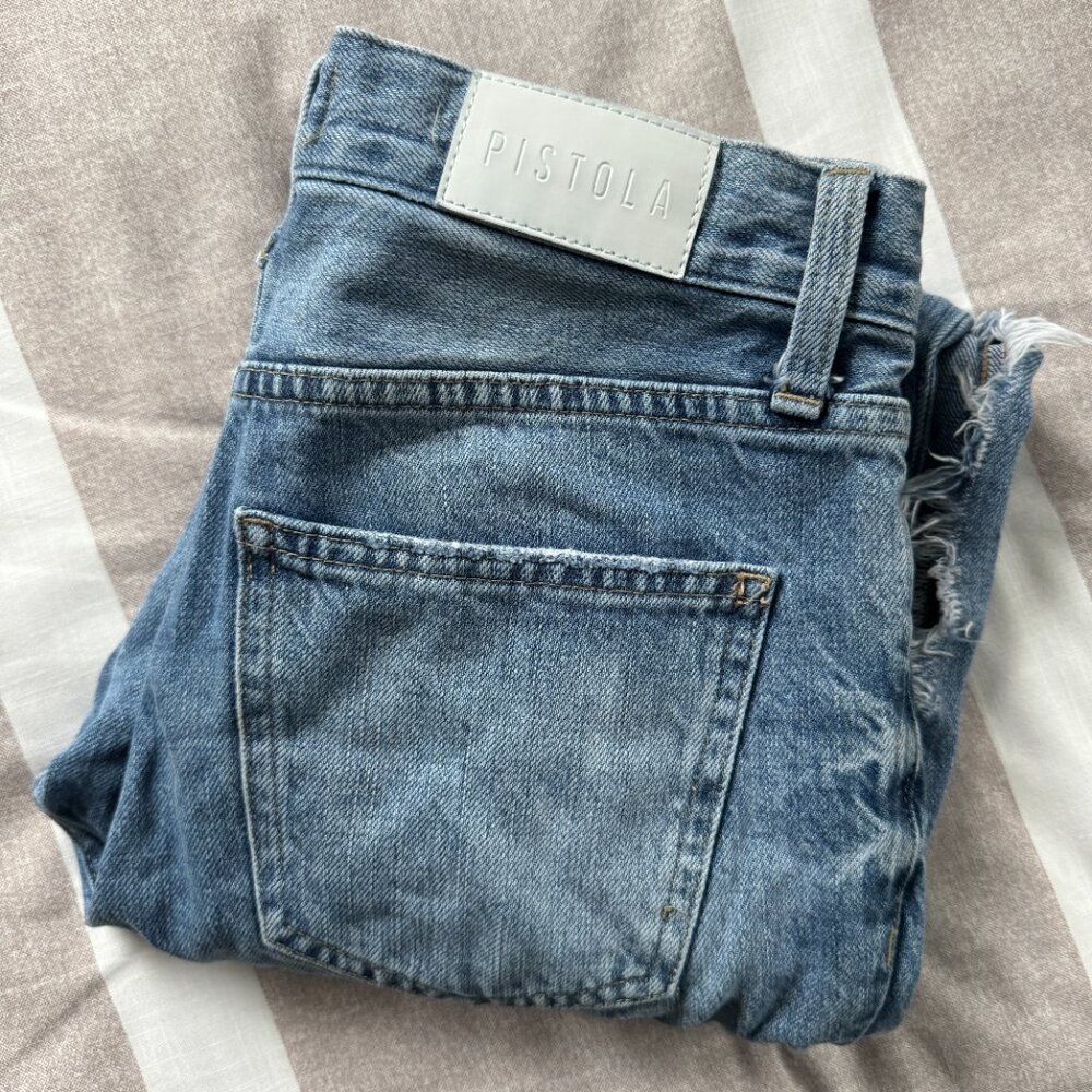 Like New Pistola Medium Denim Distressed Jeans Sz 25 - Picture 6 of 6
